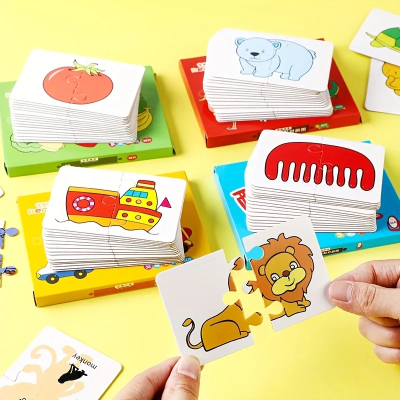 32 Pz/scatola Animale Corrispondenza Puzzle Giocattoli Immagine Lingua Cognizione Carte Per Bambini Accoppiamento Gioco Apprendimento Giocattolo Educativo Regali Per Bambini