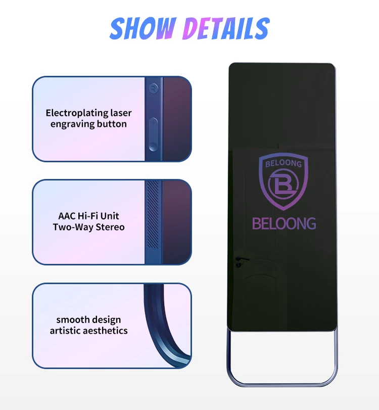Espejo Inteligente con IA para Entrenamiento, Pantalla LED LCD de Cuerpo Entero para Gimnasio