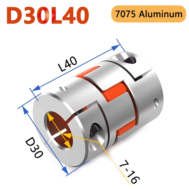 

1pcs D30L40 7/8/9/10mm Stepper Motor Shaft Coupler Flexible Jaw Spider Plum Coupling Shaft Coupler 7075 Aluminium Anodizing