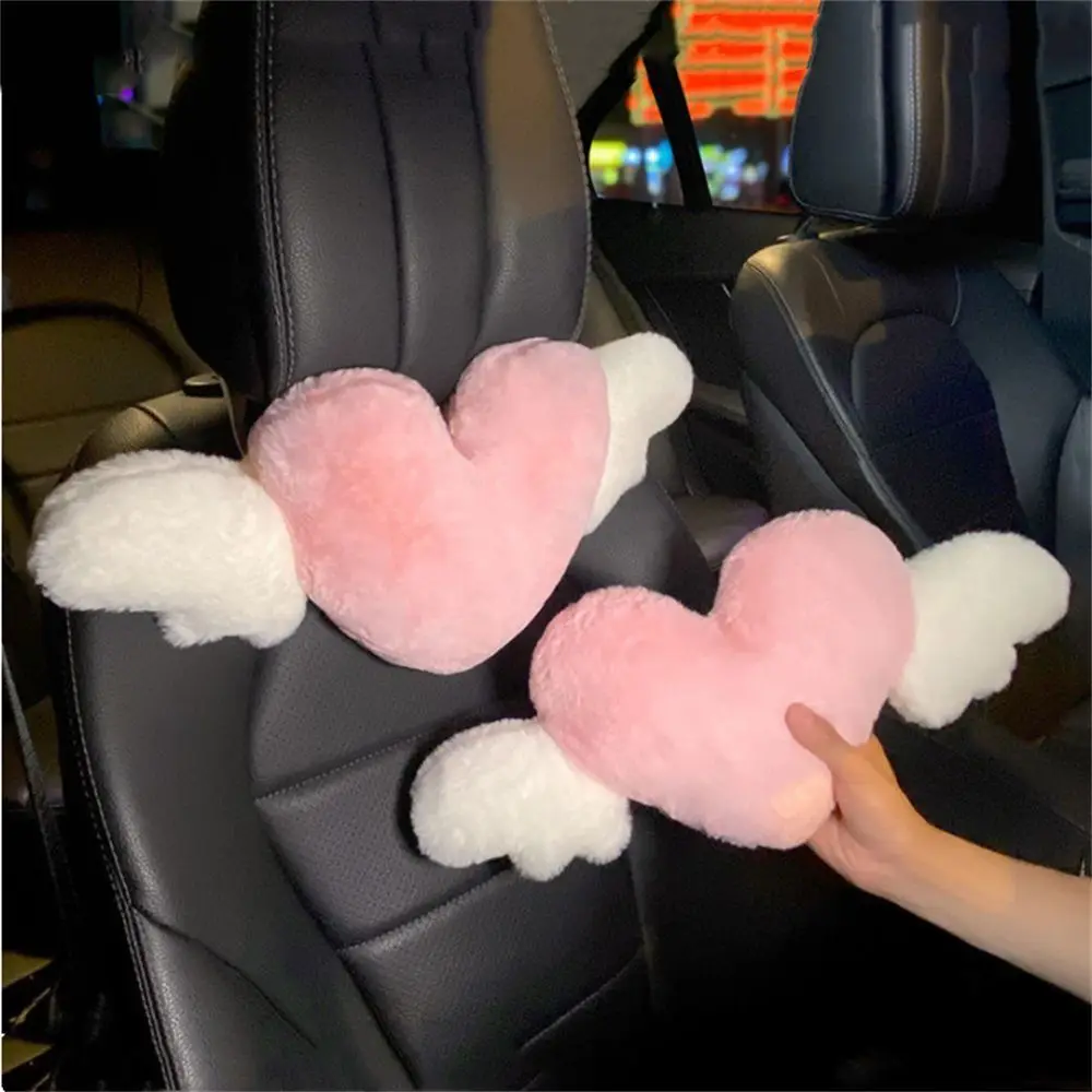 Heart-Shaped Car Headrest Plush Love Neck Pillow Seat Back Pillow Lumbar Support Cushion Universal Car Accessories