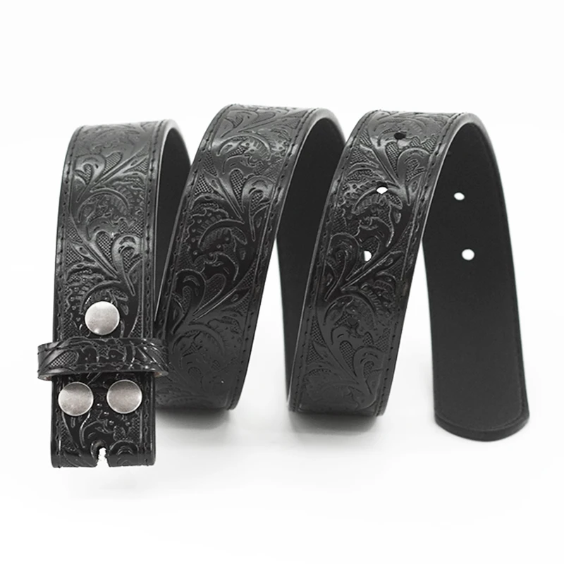 Genuine Leather retro men's and women's belt embossed pure cowhide retro nostalgic belts for women versatile jeans Western style