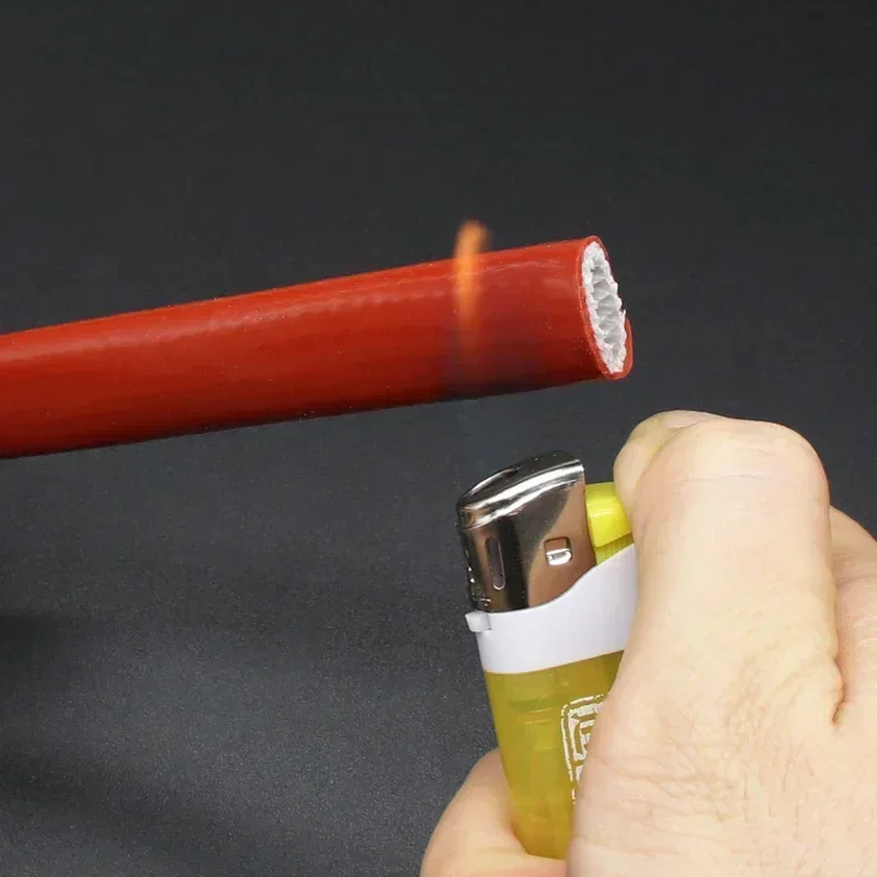 1/5 متر سيليكون الألياف الزجاجية أنبوب المغلفة الألياف الزجاجية مضفر مقاومة للحريق كم حافظة مقاومة للحريق ارتفاع درجة الحرارة كابل كم