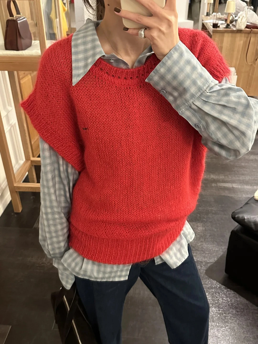 Blau kariert lose lange Sve Casual irt Frühling neue Sle PREON Damen Faion Baumwolle Polyester Mischung Kragen Knopf Cl...