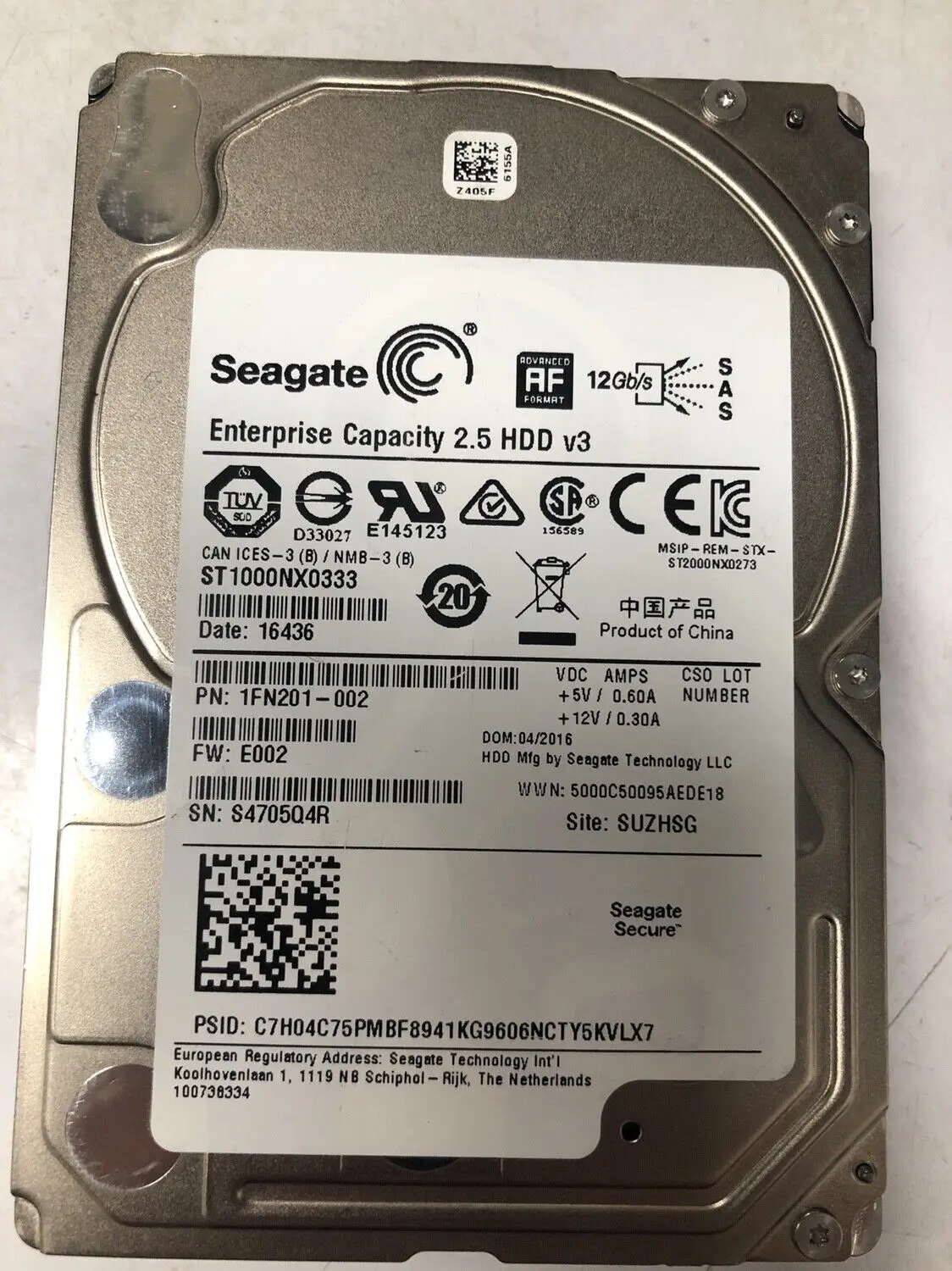 

For Seagate ST1000NX0333 Enterprise 1TB Exos 2.5‘’ SAS 7.2K 12GB/s 128MB Hard Drive