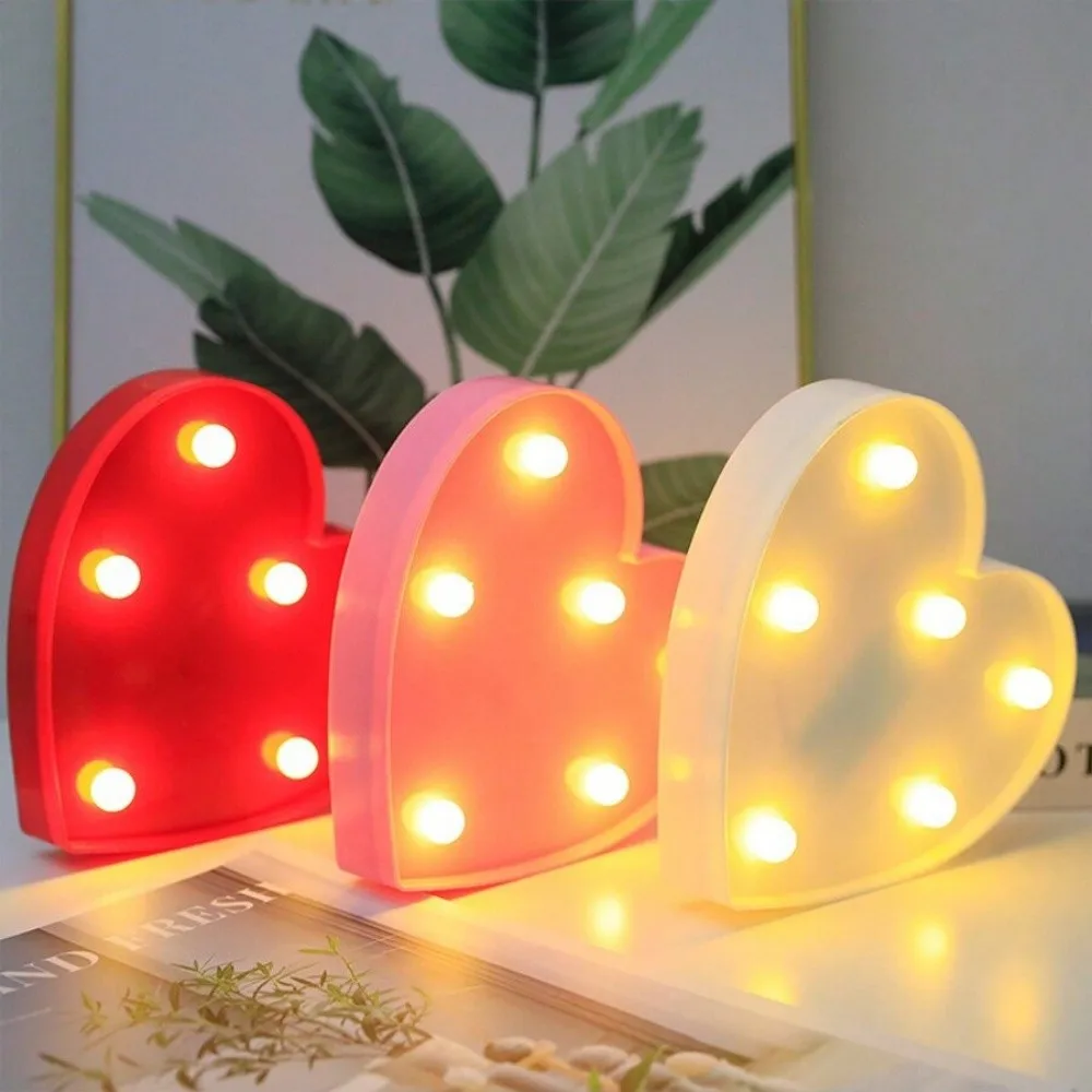 1PC Creative LED Heart-Shaped Night Light, Powered by Batteries (Excl), Suitable for Holiday and Party Atmosphere Decoration
