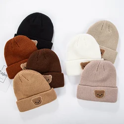 Cute Cartoon Bear Baby Boys Hats Soft Warm Knitted Beanies For Toddler Children Kids Girls Autumn Winter Caps Headwraps Headwear