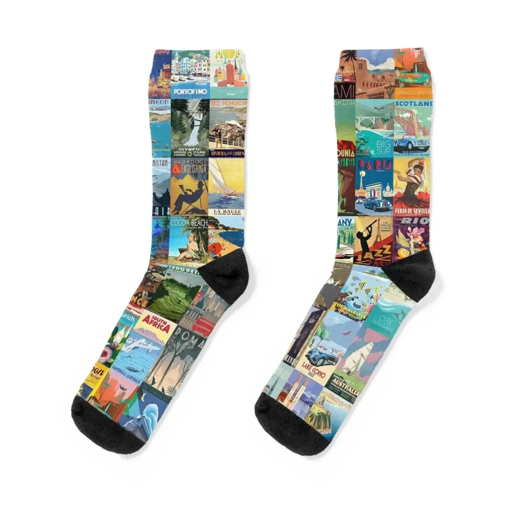 

Art Deco Travel Socks snow shoes with print gym Socks Men Women's