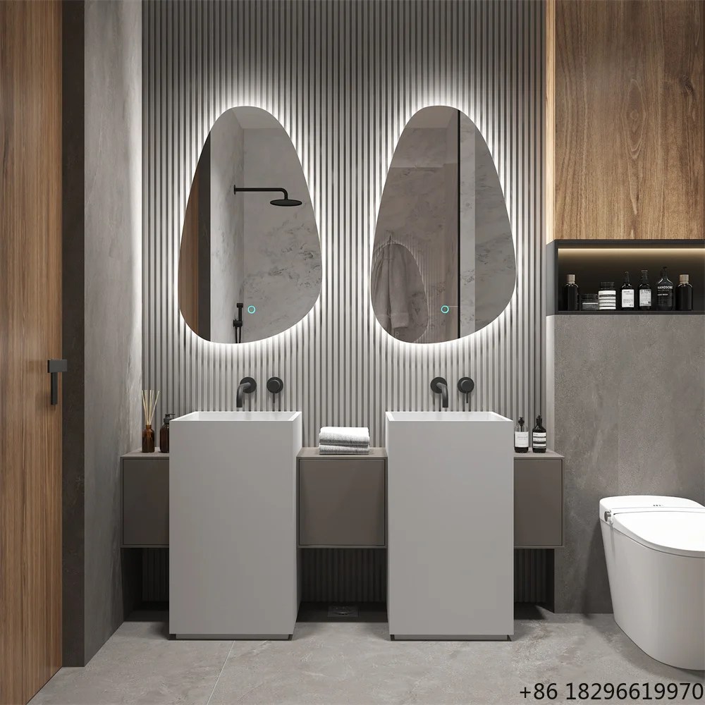 Irregular Shape Frameless LED Smart Bathroom Mirror Anti-Fog Wall Mounted Vanity Mirror