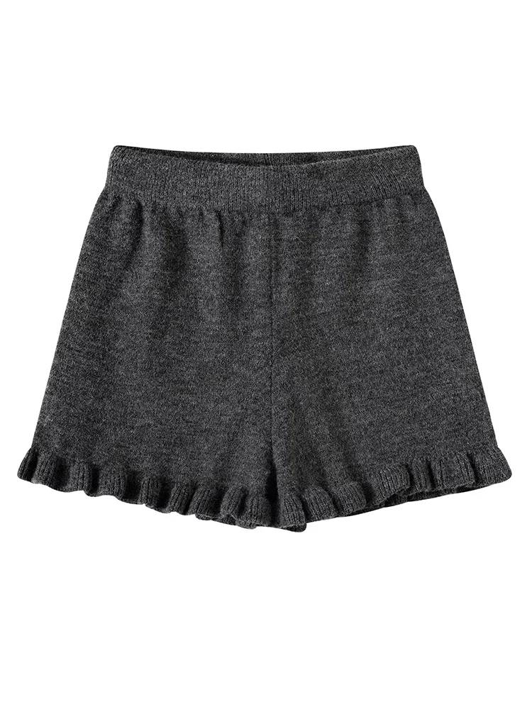 Frauen Hohe Taille Shorts Retro Gestrickte Abnehmen Hip Fahrstuhl Vielseitig Gewickelt Hüfte Herbst Winter Hosen