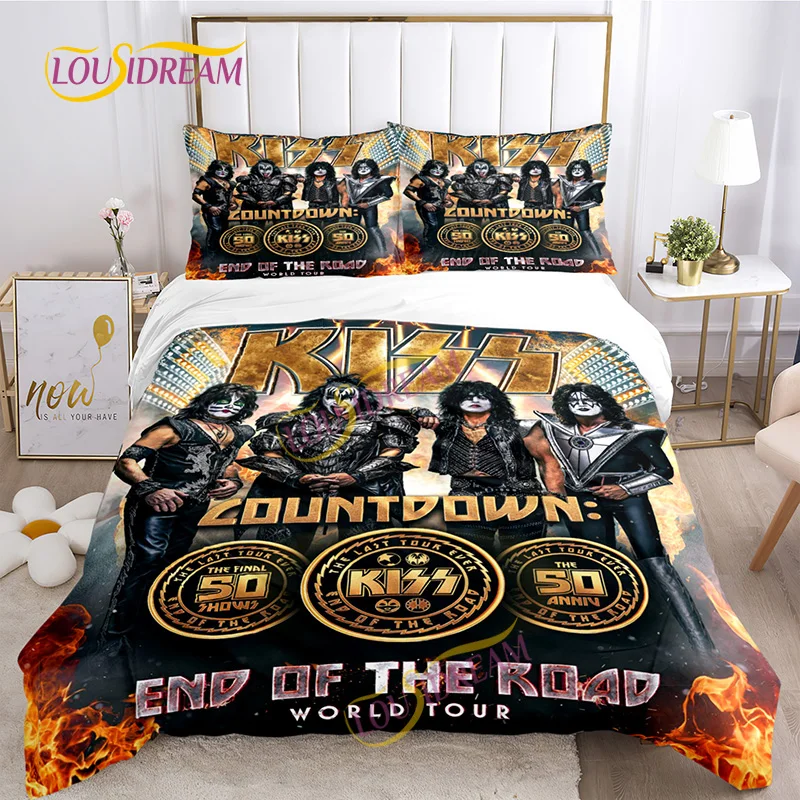 Fun American Kiss Band Music Bedding Set customizable quilt set Comfortable sheets/double bed full size adult children gift