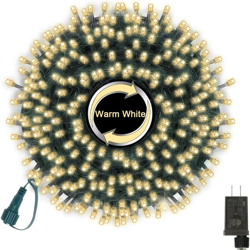 

33ft Christmas Decorative Mini Lights, 100 LED Green Wire Fairy Starry String Lights Plug in, 11 Lighting Modes, (Warm White)
