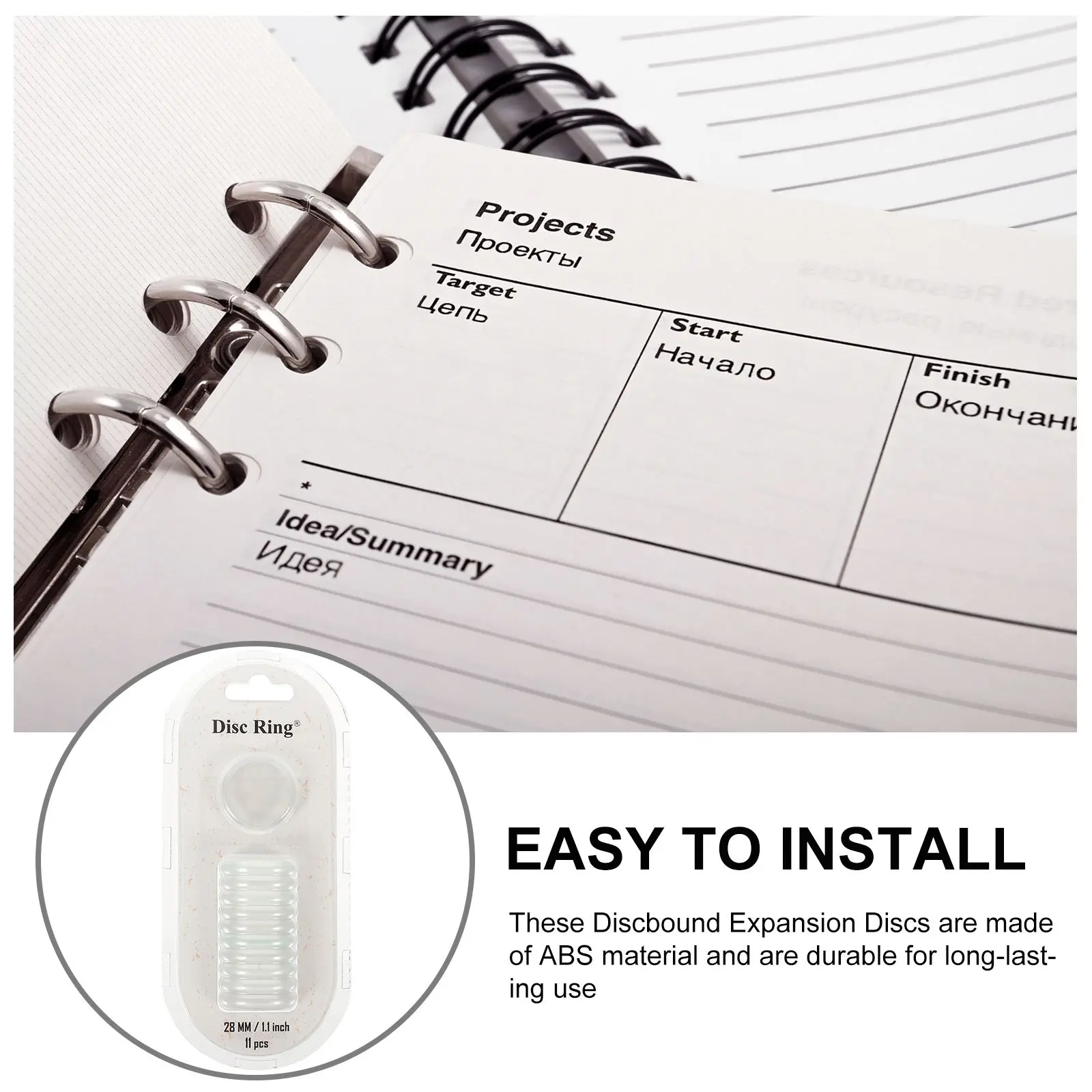 55 Pcs Discs Clear Plastic Binder Rounds for Notebooks Photo Albums Loose Leaf Binding Bind Discs For Planner Supplies