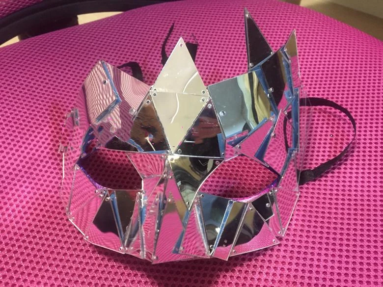 

Half face silver mirror mask performance costume accessories party props model walk show silver gold sequins mask