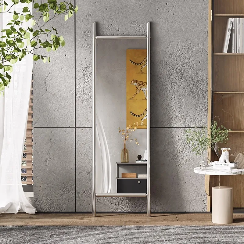Light Luxury Style Furniture Living Room Full-Body Mirror Customized Stainless Steel Frame Artistic Decorative Mirror 50x165cm
