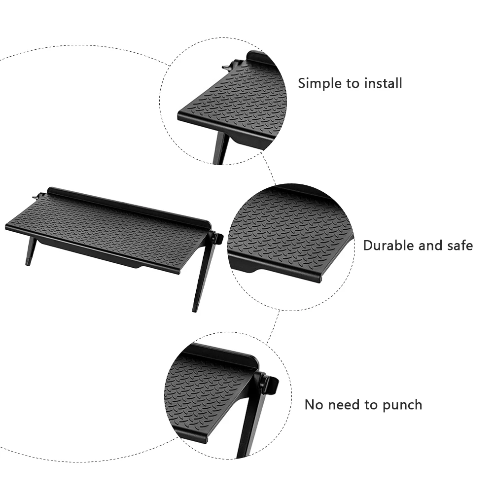 

Multifunction Shelf Screen Top Storage Rack Computer Accessory Plastic Easy Install Black Stand Household Organizer