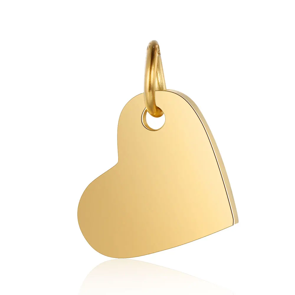 10pcs/Lot Stainless Steel Mirror Polish Heart Shaped Charms With Jump Ring For DIY Jewerly Making Accessories Wholesale