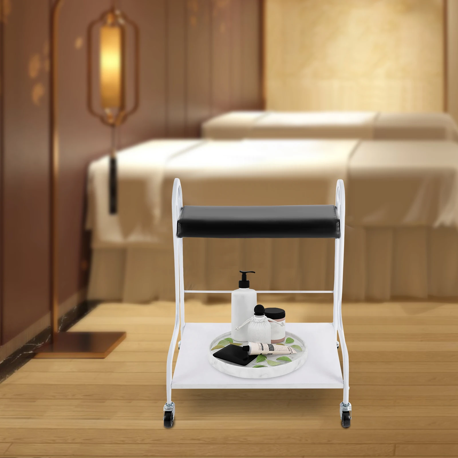 Profesjonalny wózek do kąpieli stóp z kółkami, udźwig 100 kg, 2-poziomowy stojak na kółkach do domowego spa, manicure, pedicure i masażu.