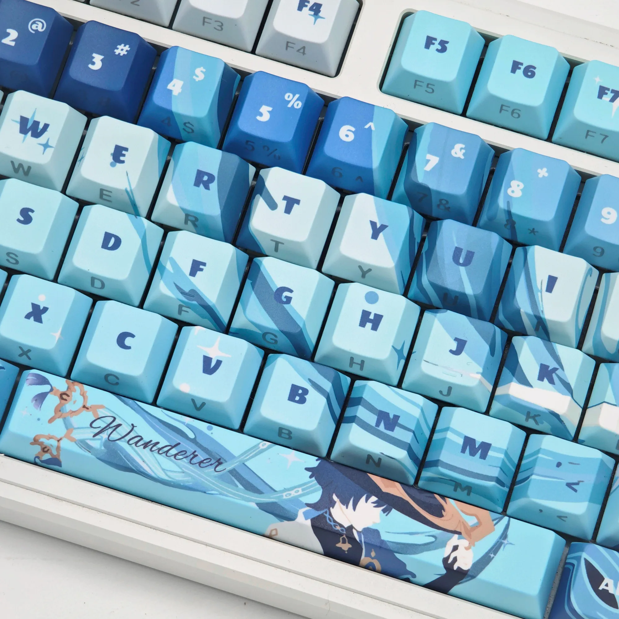 MAIMOOO Genshin Impact Wanderer Keycap Cherry Profile PBT Dye Sub Custom Scaramouche Anime Game Keycaps for Mechanical Keyboard