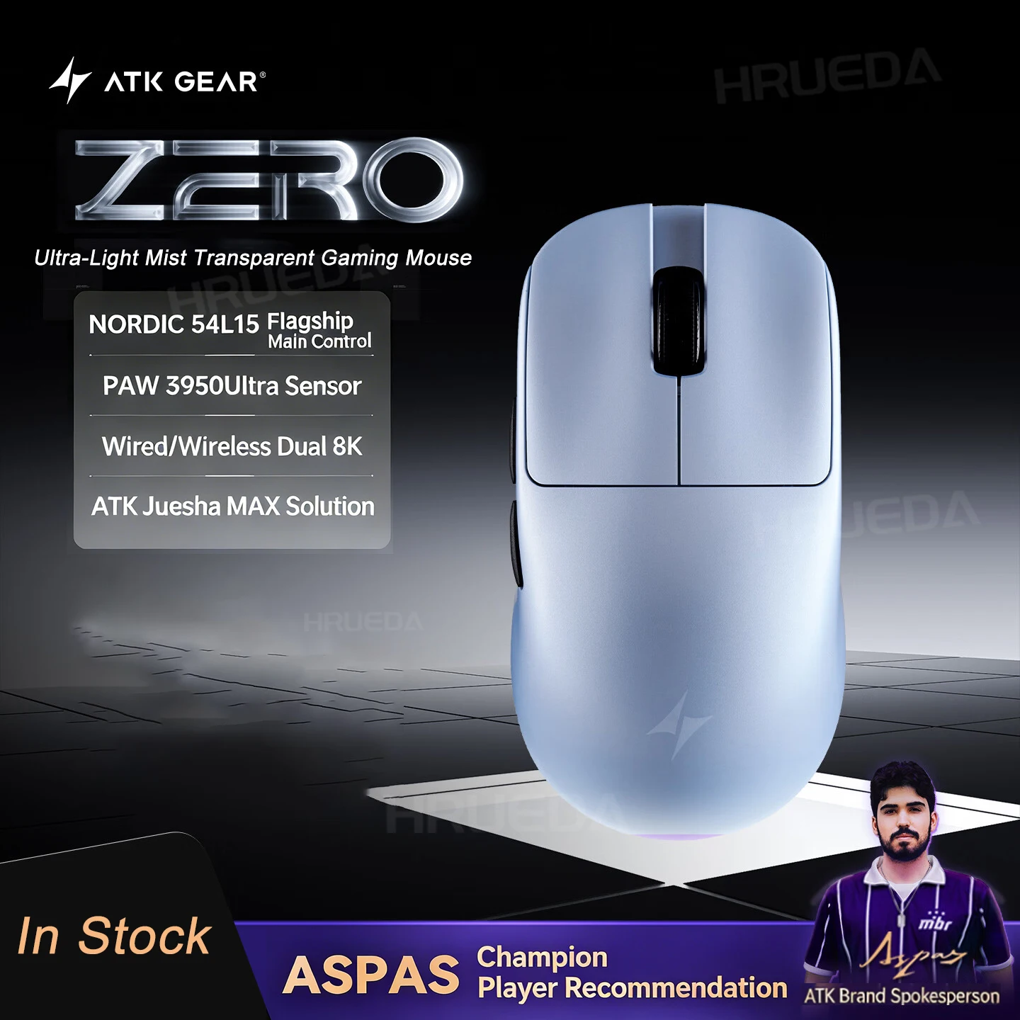 

ATK ZERO Mist Transparent Wireless Mouse Nordic 54H20 3950Ultra 39g Lightweight Ergonomic Gaming PC Accessories Valorant Mice