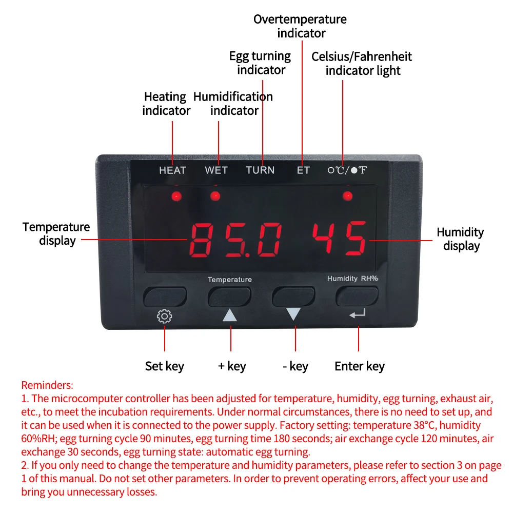 Incubator Controller Thermostat Full Automatic And Multifunction Egg Incubator Control System HT-10