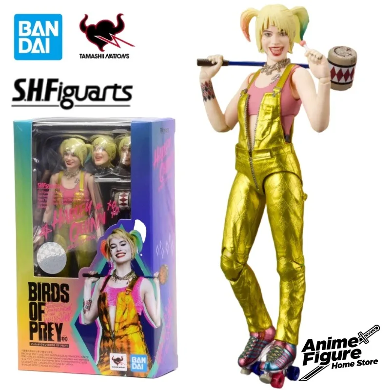 

100%Original in Stock Bandai S.H.Figuarts Harley Quinn Gold Jumpsuit Anime Character Model Toys Ornaments Collection Gifts