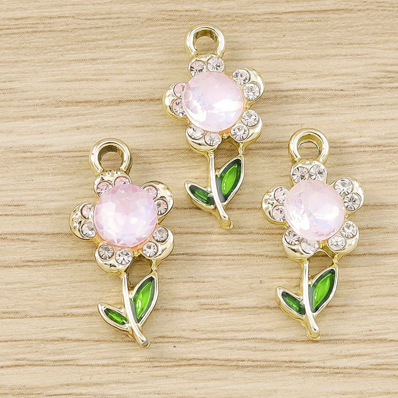 Tusember 10 Stück 14*18mm Niedliche Exquisite Kristallblumen-Anhänger für Schmuckherstellung DIY Tropfenohrringe Halskette Basteln – Detail 16