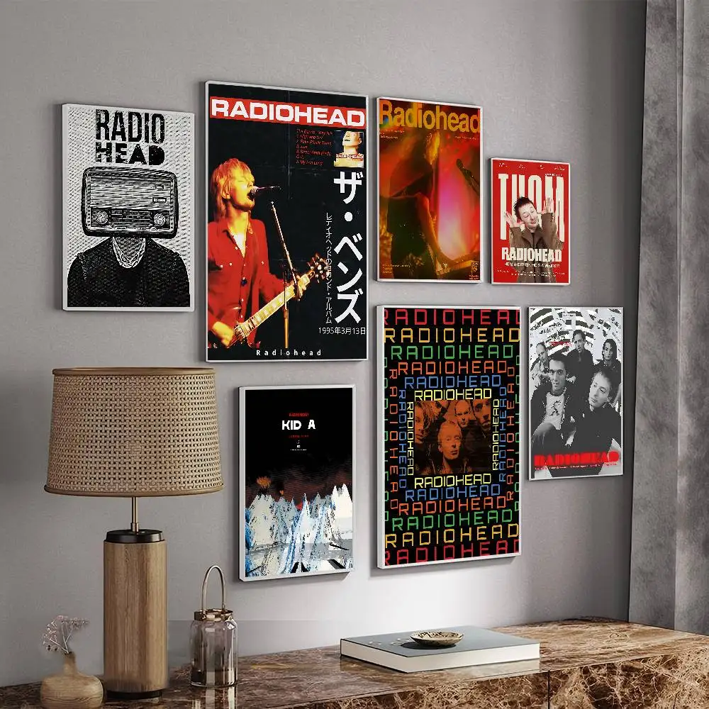 Rock Band R-Radiohead Vintage Posters Sticky Retro Kraft Paper Sticker DIY Room Bar Cafe Kawaii Room Decor