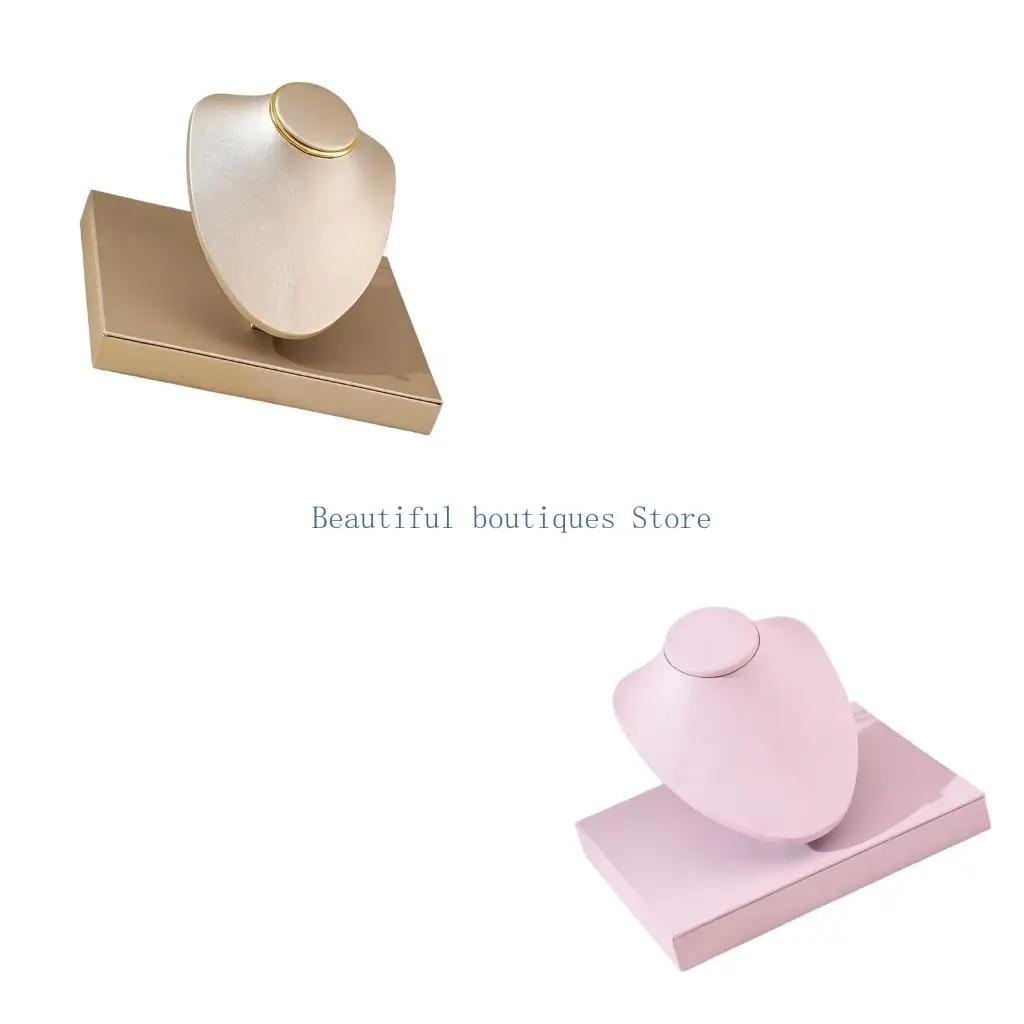 U4LF Jewelry Bust Stand for Necklace Presentation, Leather Covered Tabletop Display with Square Base for Photo Styling