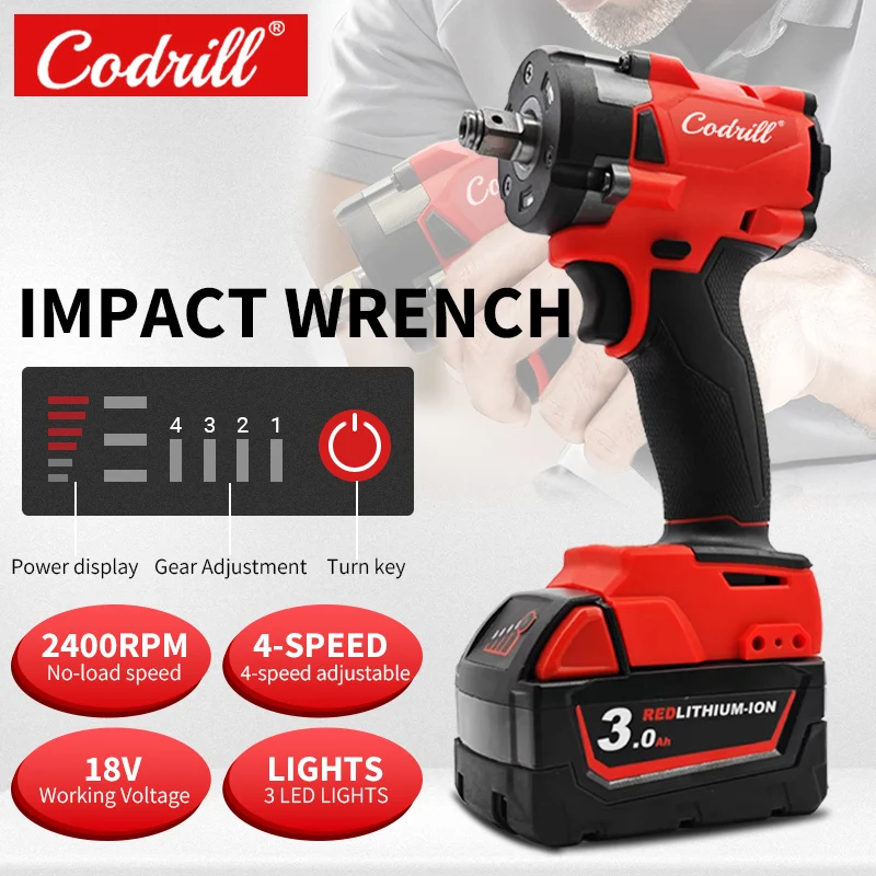 

For Milwaukee 18v Battery PIN Brushless Impact Driver Cordless Impact Wrench Screwdriver Rechargeable Lithium Power Tools