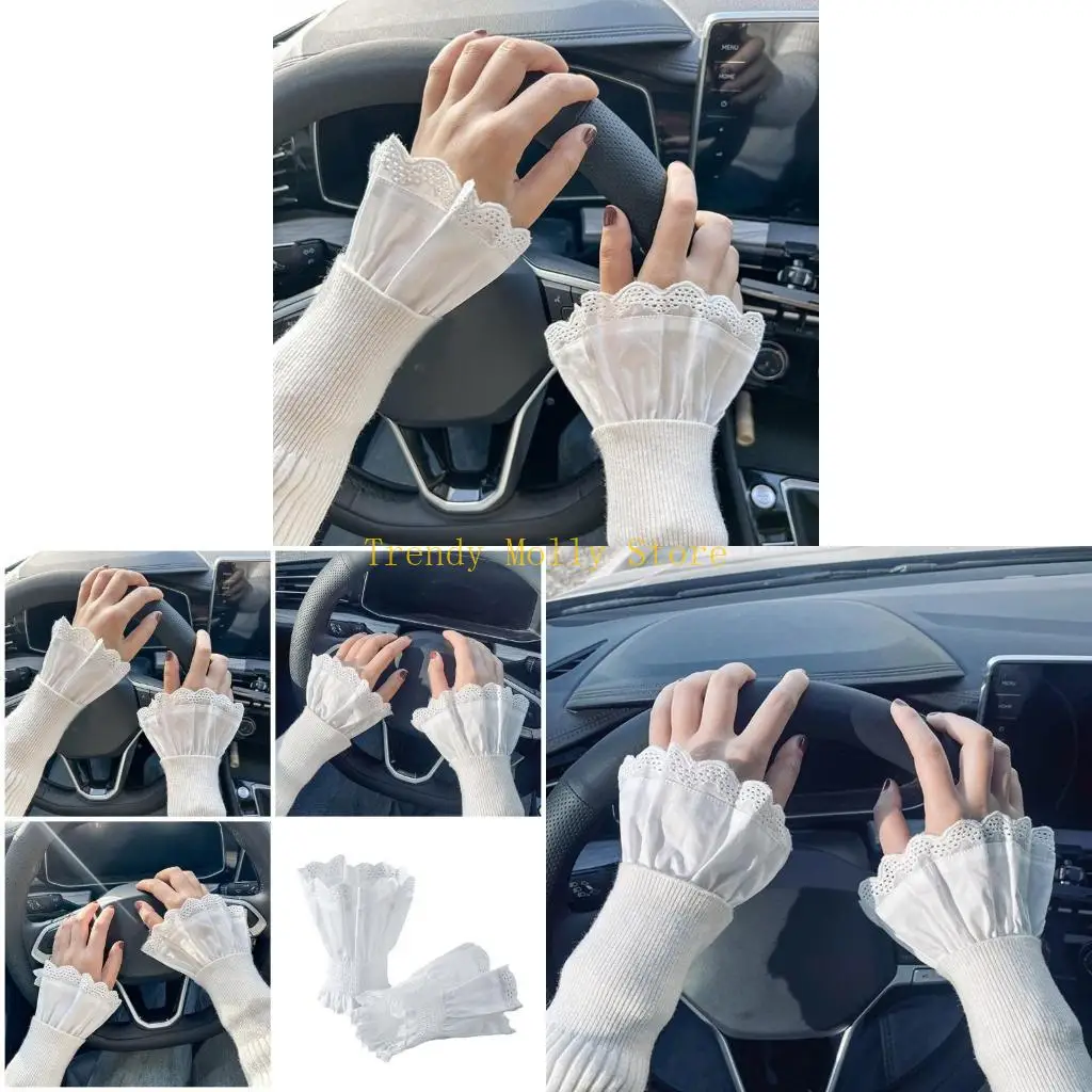 

N5KB False Lace Cuffs Sweater Decorative Wristband False Flared Sleeves Detachable
