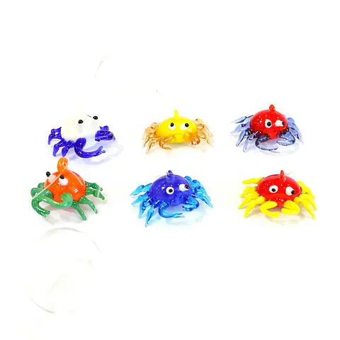 맞춤형 다채로운 플로팅 유리 버블 게 미니 피규어 펜던트, 수족관 어항 장식, 귀여운 바다 동물 작은 동상 장식품 맞춤형 다채로운 플로팅 유리 버블 게 미니 피규어 펜던트, 수족관 어항 장식, 귀여운 바다 동물 작은 동상 장식품