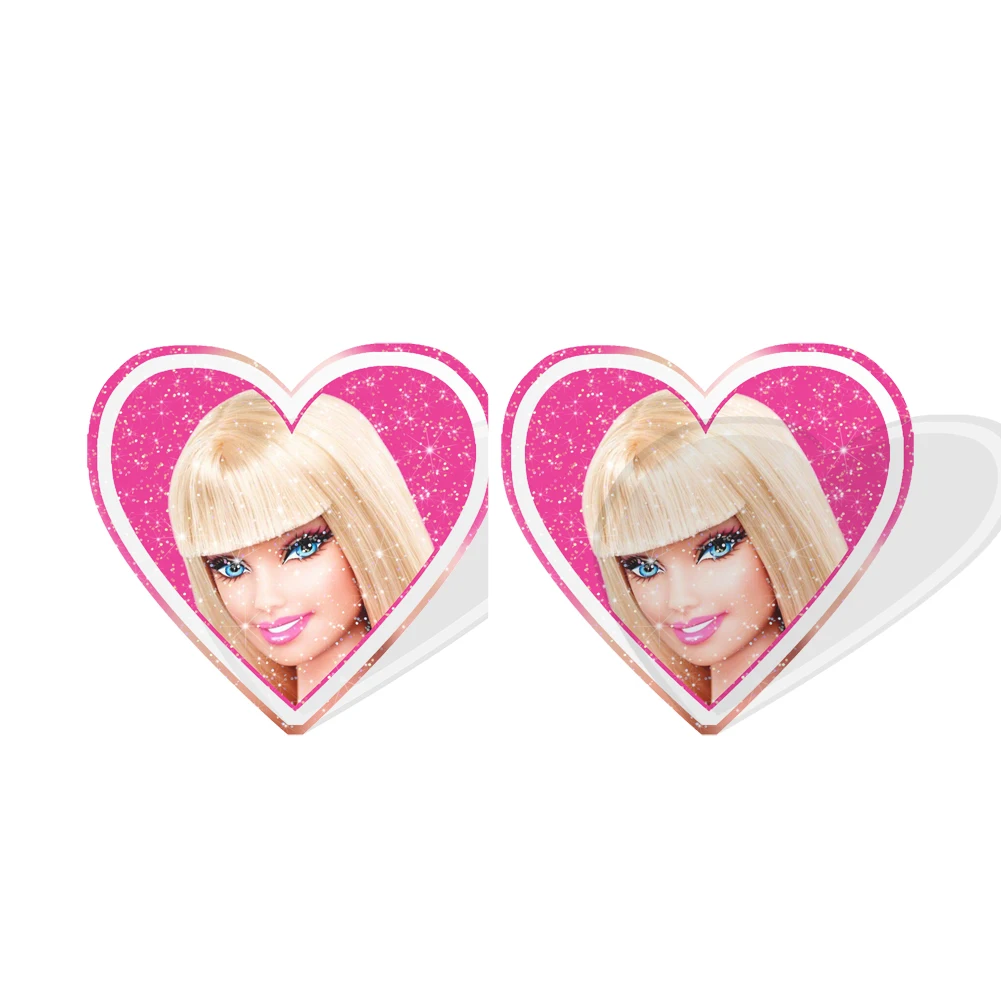 Barbie Stud Earring Glitter Resin Earring Cute Design Pink Series Summer Women Girl Jewelry Accessories Kids Birthday Party Gift