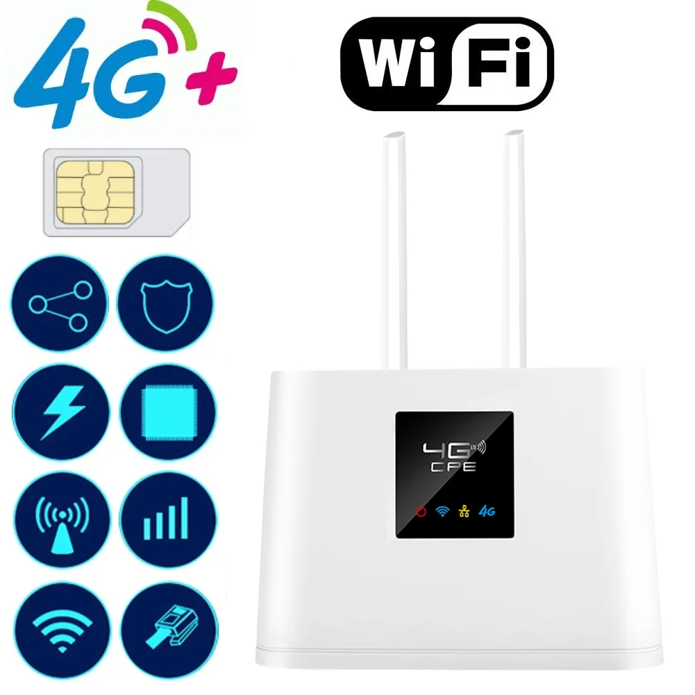 

4G Router with SIM Card Slot Detachable High Gain Antenna for RV Camping Trip Wireless Broadband Adapter with Ethernet Port