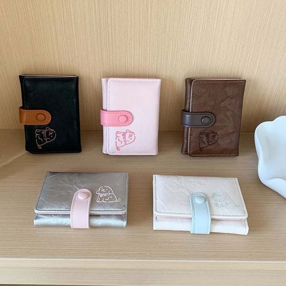 

Portable Candy Color Puppy Wallet Small Pouch Multiple Card Short Leather Purse PVC Anti-splash Water Three Fold Card Bag School