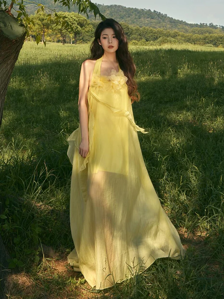 

Sanya Dopane Красивая пляжная летняя юбка Dr с желтой кружевной отделкой, свободная висящая юбка трапециевидной формы Ne Bal Dr Ele