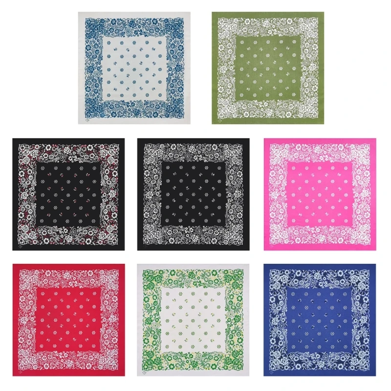 남녀공용 빈티지 프린트 반다나, 유니섹스 파티 반다나, 패션 스퀘어 스카프, 야외 스포츠, 모터사이클링 헤드랩