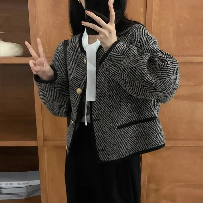 

Твидовый жакет во французском стиле, женский укороченный топ, весна-осень 2022, новинка ниши, винтажный, универсальный, модный