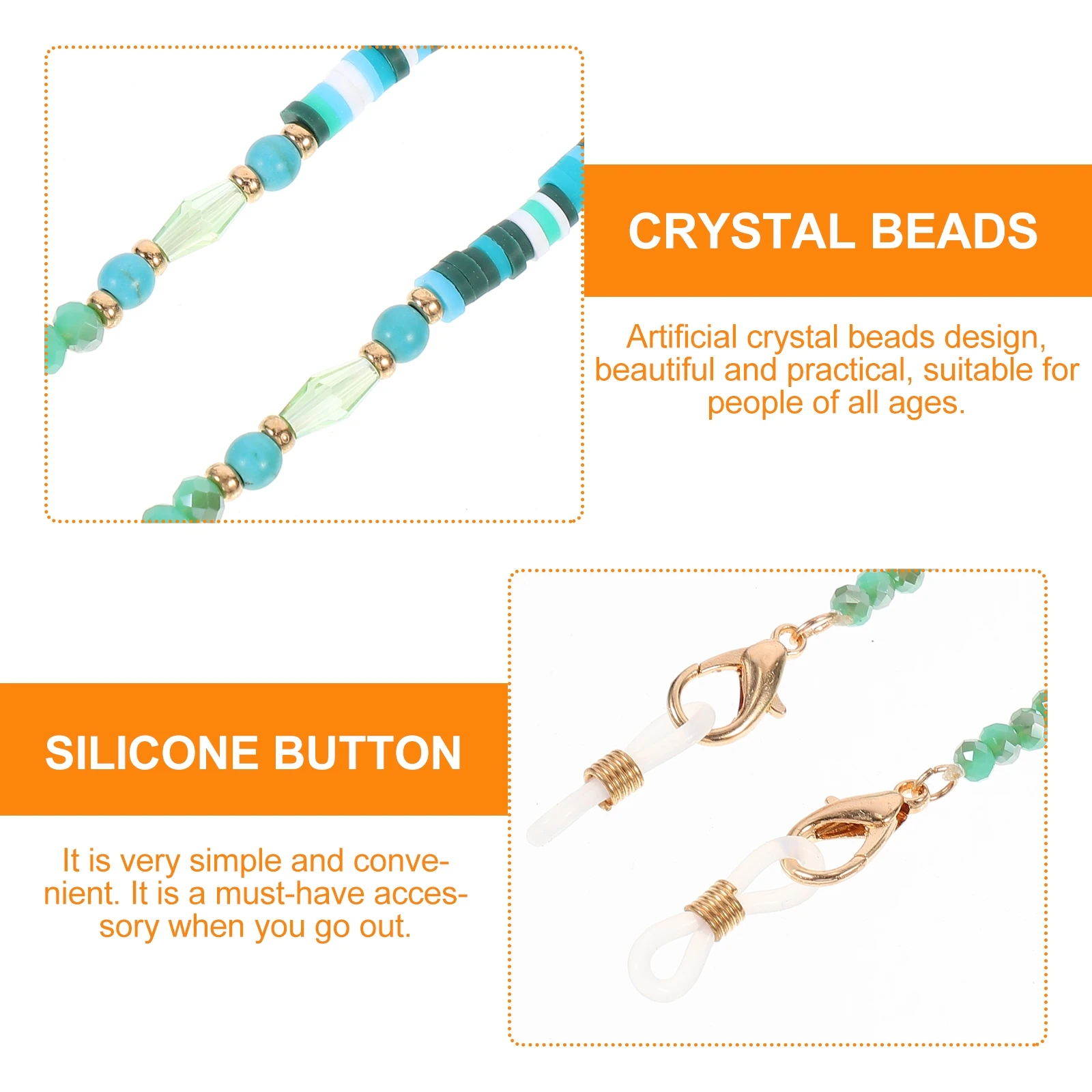 

2pcs Children Glasses Chain Lightweight Crystal Beads Mask Lanyard Eyewear Rope Disposable Masks Hanging Straps Anti Lost Neck