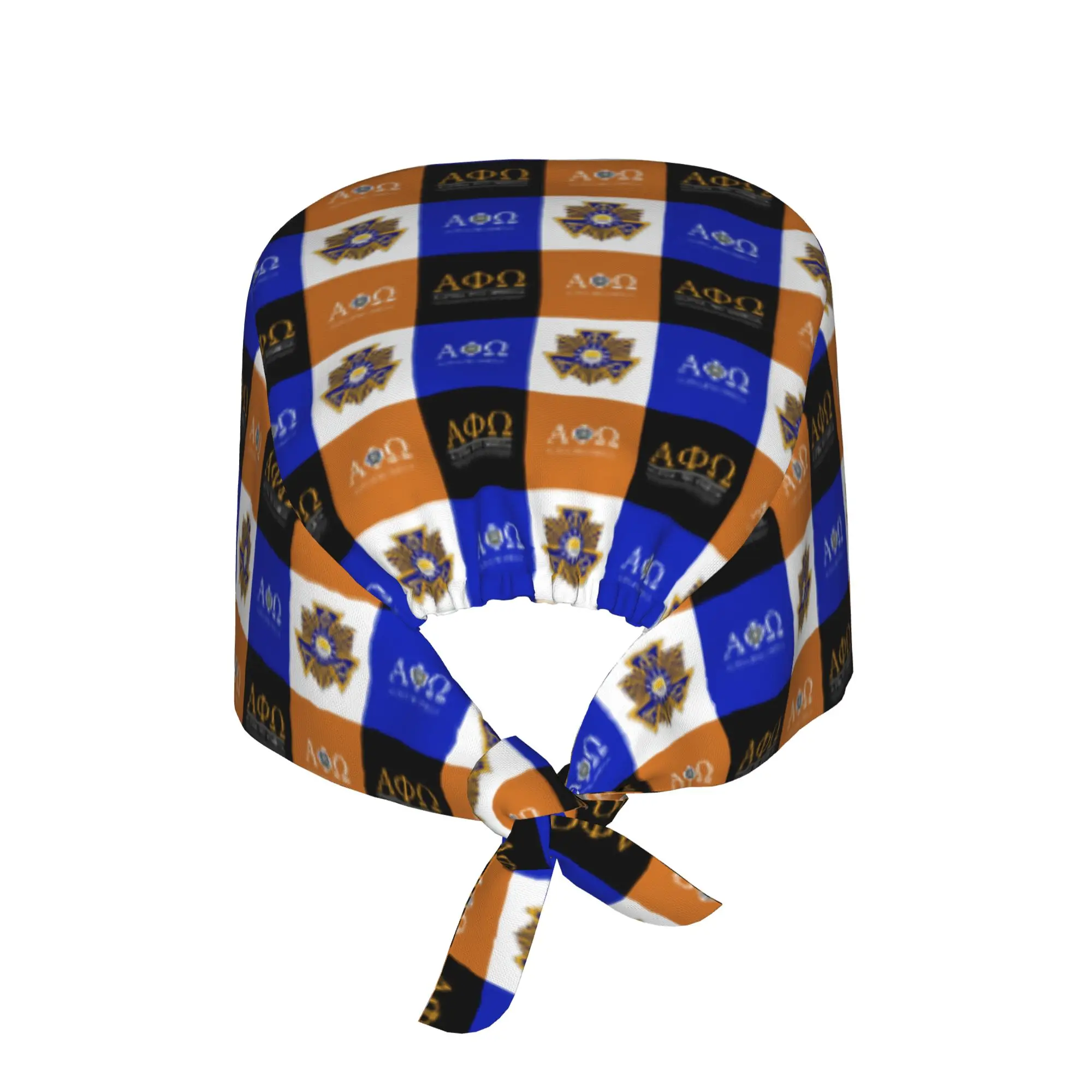 APO Coeducational Fraternity Cleaning Working Cap Comfortable Alpha Phi Omegas Checkered Plaid  Scrub Cap Surgicals Hat Nurse