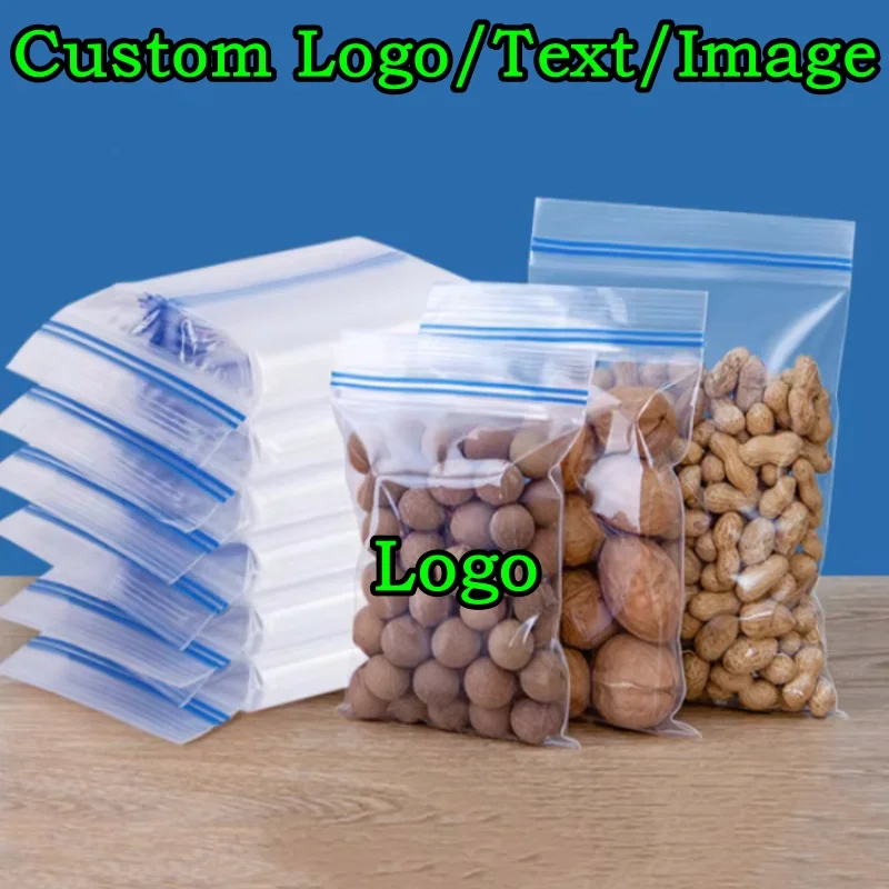 100PCS 100PCS Clear Double Sealing Ziplock Fresh Packaging Bag DIY Logo Matcha Meat Fruit Freshness Snack Candy Anti-Odor Zip Pouches - Aliexpress Deal