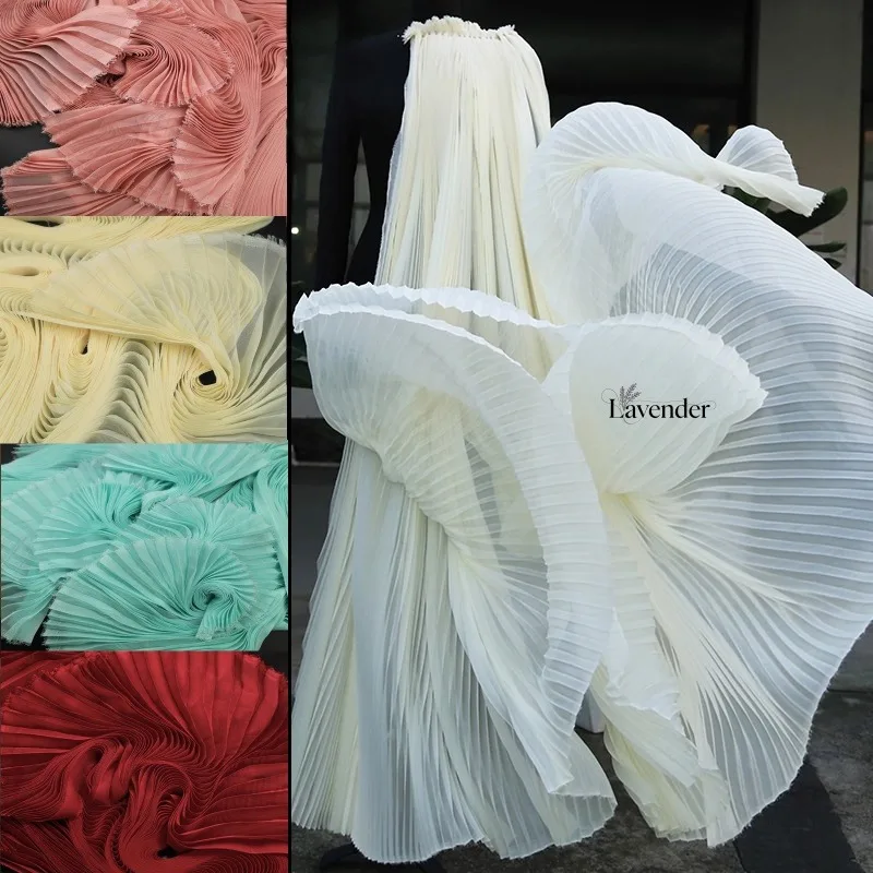 

Легкий шифоновый плиссированный тканевый гармошка, легкий комбинезон для шитья, юбка-бретелька, дизайнерский сценический костюм, ткань своими руками