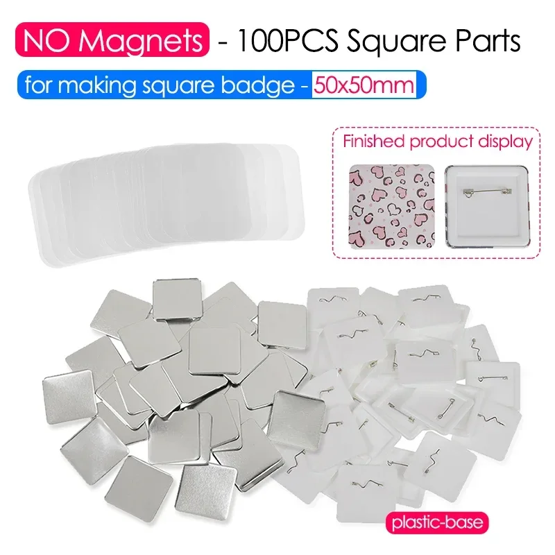 Pink Square Button Maker Machine 50MM Rotating Type Manual Press Machine for Making Refrigerator Magnets/Plastic-base Badge Pins
