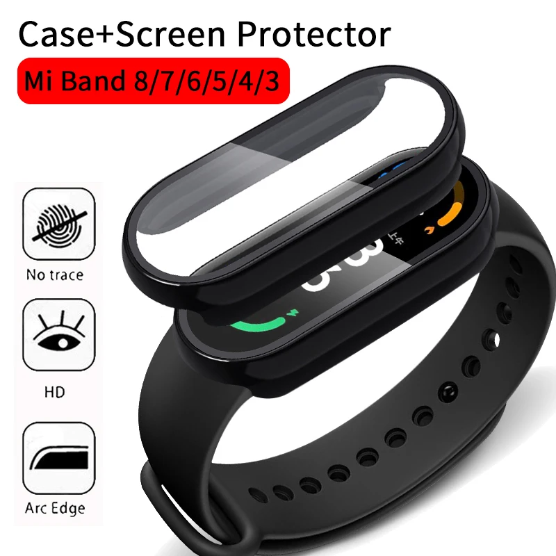 2in1 Case Screen Protector for Xiaomi Mi Band 9 8 7 6 5 4 3 Case+Film Full Coverage Protective Cover for Miband 6 7 band 5 4 NFC