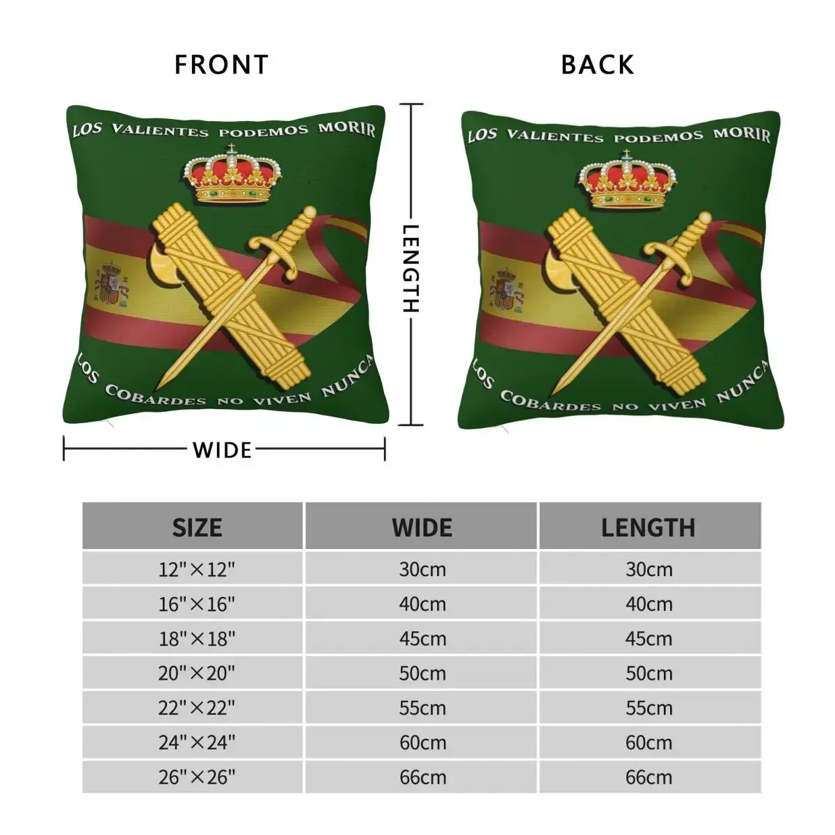 Spanish Guard Civil Spain Flag Square Pillowcase Pillow Cover Polyester Cushion Decor Comfort Throw Pillow for Home Car