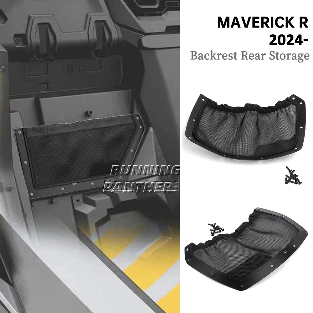 New Black Storage Bag Backrest Rear Elastic Net Pocket UTV For CAN-AM MAVERICK R For Can-Am Maverick R 2024