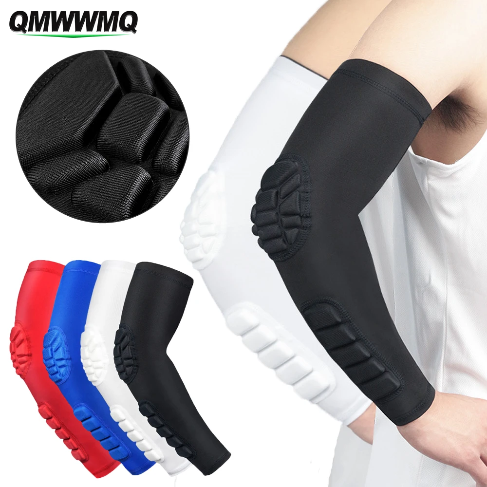 QMWWMQ 1Pcs Elbow Pads, Compression Shooter Sleeves Men Women Arm Sleeve with Pad for Basketball, Volleyball, Outdoor Sports