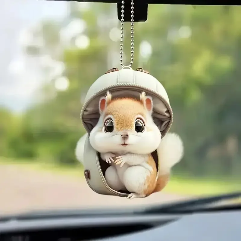 1pcs 2D Acrylic Magic Flying Cat Car Rearview Mirror Decoration Pendant Backpack Keychain Decoration Auto Interior Accessories