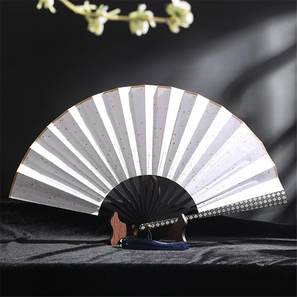 Titanium Alloy 10 Inch Retro Style Folding Fan Metal Frame Fan Silk Cloth Craft Fan Self-Defense Fan Kung Fu Self-Defense Fan