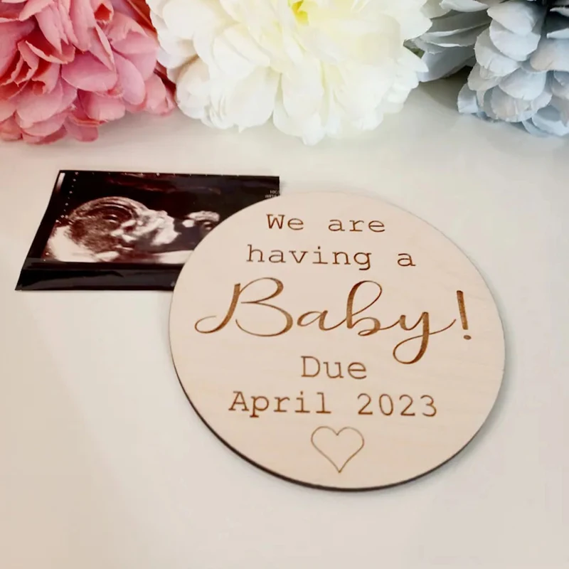 Custom Pregnancy Announcement,We\'re Having A Baby,Personalized date Wooden Baby Arrival Sign, Baby Coming soon Announcement Sign