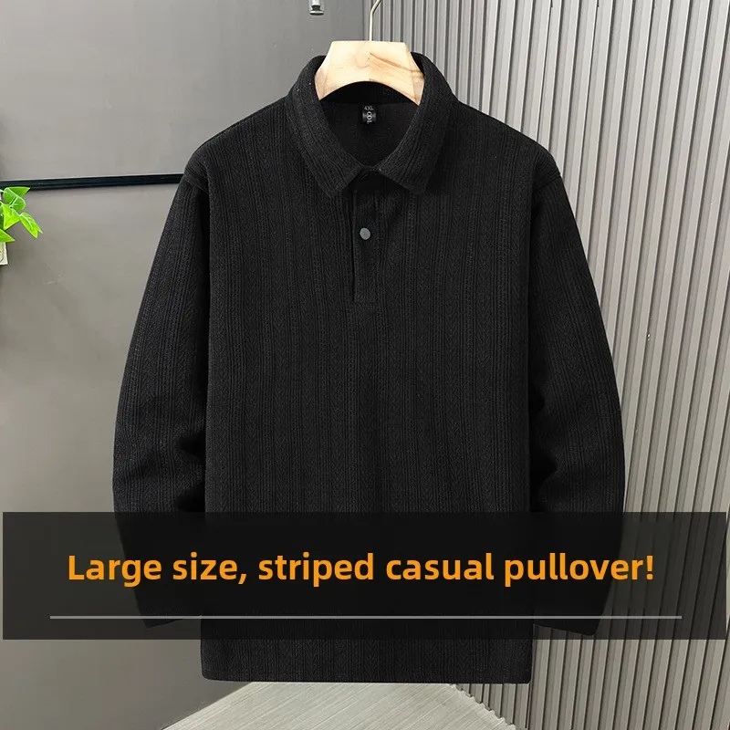 

Men's Sweatshirt Long Sleeve Collared Base Shirt Casual American Style Thickened Polyester Fiber Simple Stripe Pattern